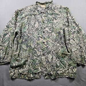 Brush Country Camo Shirt Long Sleeve Woven Mens 2XL Vintage Snap Button